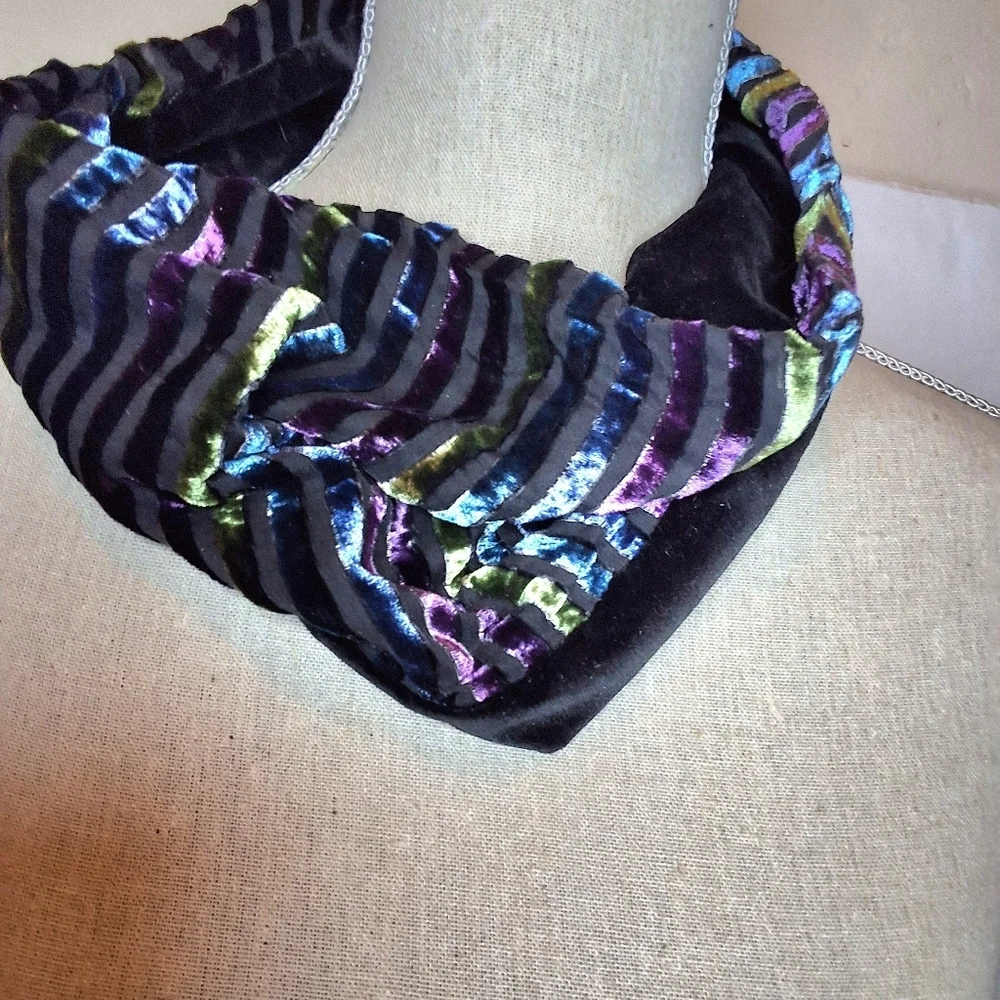 Jewel Tones Robinwood Designs Striped Short Infinity Muffler/ Scarf